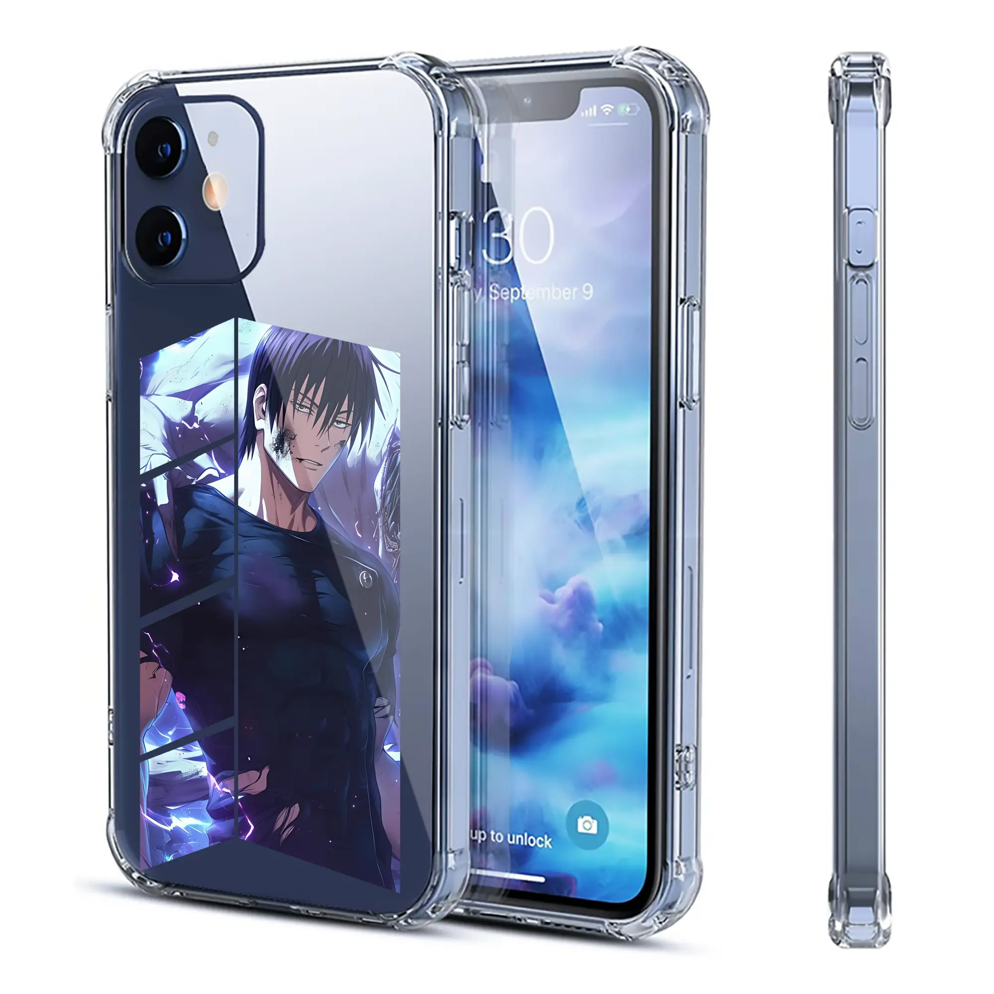 呪術廻戦 グッズ,伏黒 甚爾 - IPhone 12シリーズ対応 ・ 透明スマホケース ・ クリアソフトケース ・ TPU素材 ・ 耐衝撃 ・ 高密着 ・ 防汚 防指紋 ・ 簡単着脱